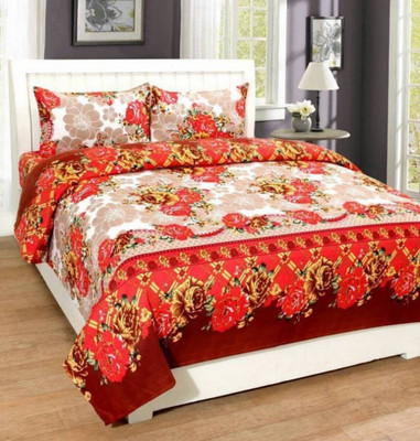Aarna Cutie 144 TC Microfiber Double 3D Printed Flat Bedsheet(Pack of 1, Brown)