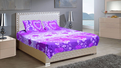 

Astra 250 TC Polycotton Double 3D Printed Bedsheet(Pack of 1, Purple)
