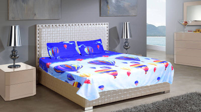 

Astra 250 TC Polycotton Double 3D Printed Bedsheet(Pack of 1, Blue)