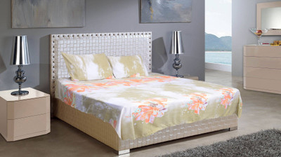 

Astra 250 TC Polycotton Double 3D Printed Bedsheet(Pack of 1, Orange, Beige), Beige;orange