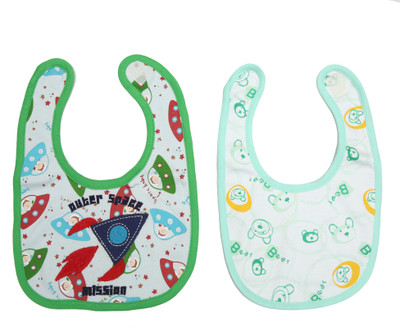 KABOOS Embroidery & Printed Multi Colour Baby Bibs- Set of 2(Multicolor)