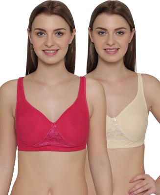 Clovia Women T-Shirt Lightly Padded Bra(Red, Beige)