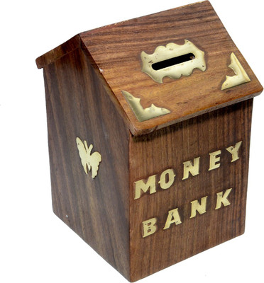 

NEW ERA WOOD CARVING MONEY BANK Coin Bank(Brown)