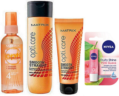 

Matrix Opticare Hair Shampoo(200ml),Conditioner 98g, Serum (100ml) & Nivea Pink Gvava Lip Balm(Set of 4)