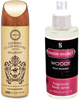 

Armaf DERBY CLUB BELMONT MEN 200 ML with SHEER SECRET WOODY MEN 200 ML(Set of 2)