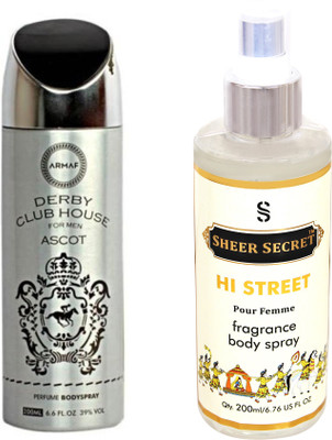 

Armaf DERBY CLUB ASCOT MEN 200 ML with SHEER SECRET HI STREET WOMEN(Set of 2)
