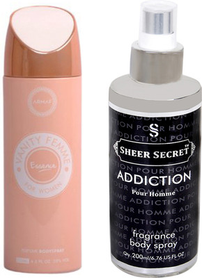 

Armaf VANITY ESSENCE WOMEN 200 ML with SHEER SECRET ADDICTION MEN 200 ML(Set of 2)