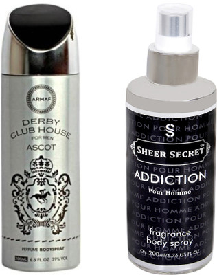 

Armaf DERBY CLUB ASCOT MEN 200 ML with SHEER SECRET ADDICTION MEN 200 ML(Set of 2)