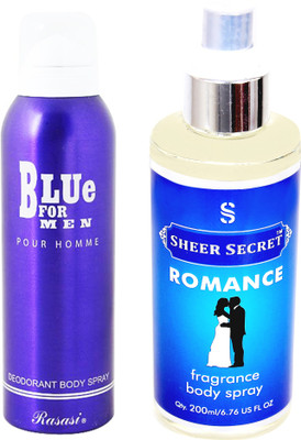 

Rasasi BLUE FOR MEN 200 ML with SHEER SECRET ROMANCE 200 ML(Set of 2)