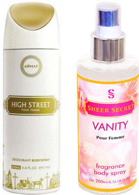 

Armaf HIGH STREET WOMEN 200 ML with SHEER SECRET VANITY WOMEN 200 ML(Set of 2)
