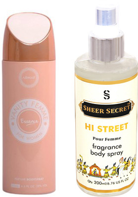 Armaf VANITY ESSENCE WOMEN 200 ML with SHEER SECRET HI STREET WOMEN(Set of 2)