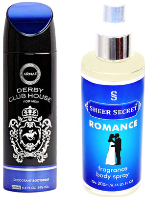 

Armaf DERBY CLUB BLACK MEN 200 ML with SHEER SECRET ROMANCE 200 ML(Set of 2)