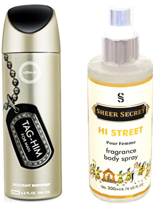 

Armaf TAG HIM MEN 200 ML with SHEER SECRET HI STREET WOMEN(Set of 2)