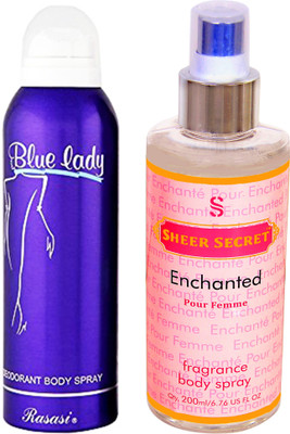 

Rasasi BLUE LADY WOMEN 200 ML with SHEER SECRET ENCHANTED WOMEN 200 ML(Set of 2)