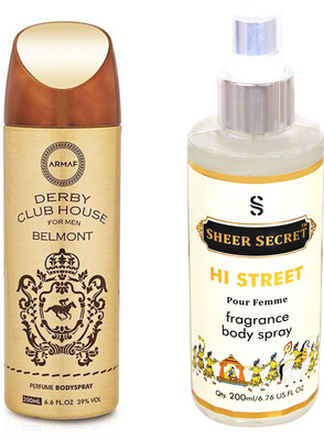 

Armaf DERBY CLUB BELMONT MEN 200 ML with SHEER SECRET HI STREET WOMEN(Set of 2)