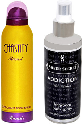

Rasasi CHASTITY WOMEN 200 ML with SHEER SECRET ADDICTION MEN 200 ML(Set of 2)