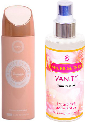 

Armaf VANITY ESSENCE WOMEN 200 ML with SHEER SECRET VANITY WOMEN 200 ML(Set of 2)