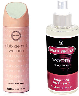 

Armaf CLUB DE NUIT WOMEN 200 ML with SHEER SECRET WOODY MEN 200 ML(Set of 2)
