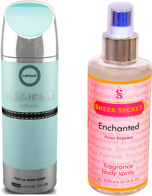 

Armaf BLUE HOMME MEN 200 ML with SHEER SECRET ENCHANTED WOMEN 200 ML(Set of 2)