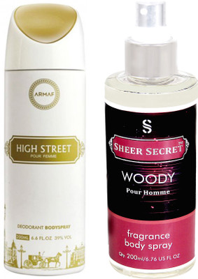 

Armaf HIGH STREET WOMEN 200 ML with SHEER SECRET WOODY MEN 200 ML(Set of 2)