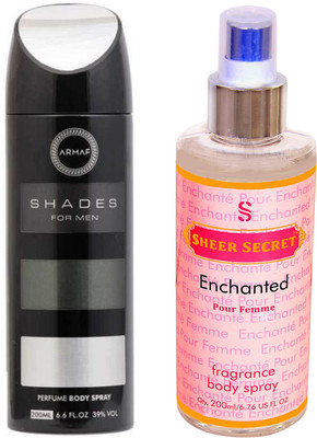 

Armaf SHADES MEN 200 ML with SHEER SECRET ENCHANTED WOMEN 200 ML(Set of 2)