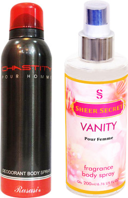 

Rasasi CHASTITY MEN 200 ML with SHEER SECRET VANITY WOMEN 200 ML(Set of 2)