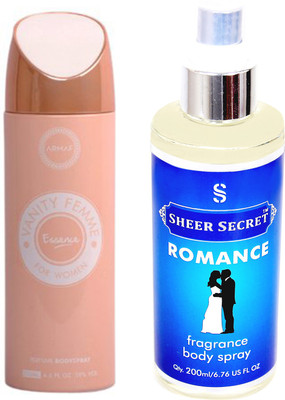 

Armaf VANITY ESSENCE WOMEN 200 ML with SHEER SECRET ROMANCE 200 ML(Set of 2)