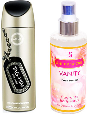 

Armaf TAG HIM MEN 200 ML with SHEER SECRET VANITY WOMEN 200 ML(Set of 2)
