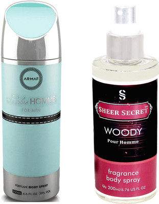

Armaf BLUE HOMME MEN 200 ML with SHEER SECRET WOODY MEN 200 ML(Set of 2)