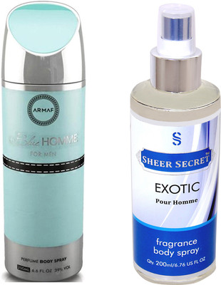 

Armaf BLUE HOMME MEN 200 ML with SHEER SECRET EXOTIC MEN 200 ML(Set of 2)