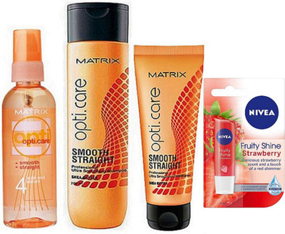 

Matrix Opti Care Hair Shampoo 200ml, Conditioner 98g, Serum 100ml & Nivea Strawberry Lip Balm(Set of 4)