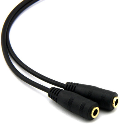 FOX MICRO 3.5mm Stereo Jack Y Splitter Cable Adapter Audio Auxiliary Cable 1 x Male to 2 x Female Connectors (Gold Plated)- Black Headphone Splitter(Black) Flipkart