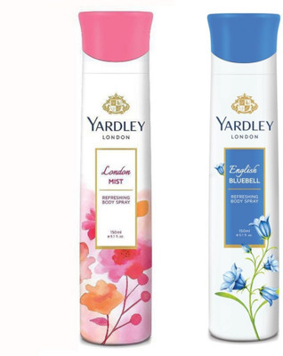 

Yardley Mist And English Bluebell Body Spray - For Women(150 ml, Pack of 2)