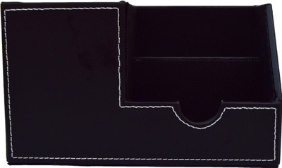

FABBiTY 3 Compartments Faux Leather, MDF Pen Holder(Black)