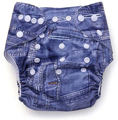 

Triple B Reusable Nappy Organic Cotton Anti Bacterial Washable Free Size Adjustable WaterProof with Organic Insert Liner 0-3 Years -Denim Blue - XXL