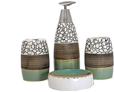 

Skywalk 4 Pieces Ceramic Bathroom Accessory Set (multicolor) Ceramic Bathroom Set(Pack of 4)