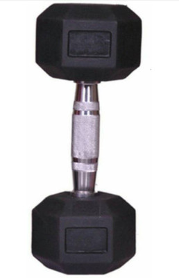 

Credence One Pc of 7.5kg Hexagonal Rubber Coated Fixed Weight Dumbbell(7.5 kg), Black;silver