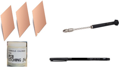 

TechWiz 6x6 inch size copper clad board PCB *3 + FeCl3 + Marker + PCB Hand Drill Educational Electronic Hobby Kit