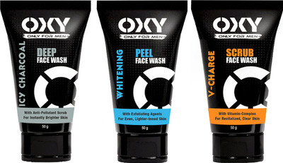 

OXY 1 Icy charcoal Deep Face Wash & 1 Whitening Peel Face Wash & 1 V- charge Scrub Face Wash(50 g)