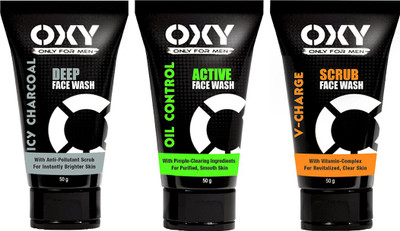 OXY 1 Icy Charcoal Deep Face Wash & 1 Oil Control Active Face Wash & 1 V-Charge Scrub Face Wash(50 g)