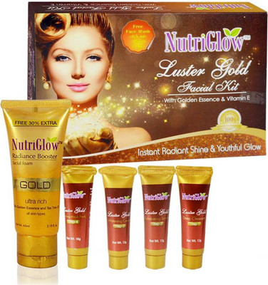 

NutriGlow Luster Gold Facial Kit 55g With Facial Foam 65ml 120 g(Set of 5)