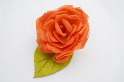 

Pretty Ponytails Rose Flower Large Hair Clip Orange Coral Green | Flower Hair Clip | Rose | Flower Girl | Flower hair accessory Hair Clip(Orange)