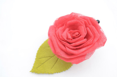 

Pretty Ponytails Rose Flower Large Hair Clip Red Green | Flower Hair Clip | Rose | Flower Girl | Flower hair accessory Hair Clip(Red)