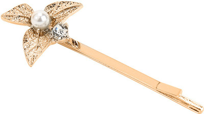 

Hair Drama Company Leaf Pearl hair Pins - Set of 2 for Women and Girls Hair Pin(Gold)
