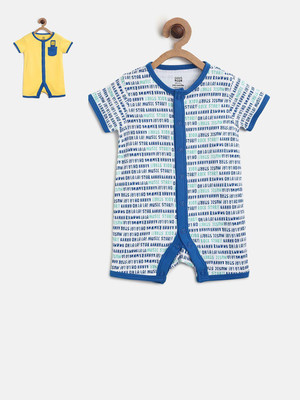 MINI KLUB Romper For Boys Casual Printed Cotton Blend(Multicolor, Pack of 2)