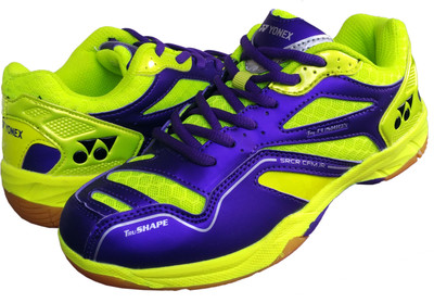 

Yonex Boys & Girls Lace Badminton Shoes(Purple, Purple/lime green