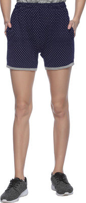 

69GAL Short For Girls Casual Printed Cotton(Dark Blue, Pack of 1