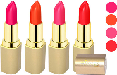 

Bonjour Paris Soft Creame Matte Lipstick(Hot Pink-Dark Orange-Pink-Red, 16.8 g)