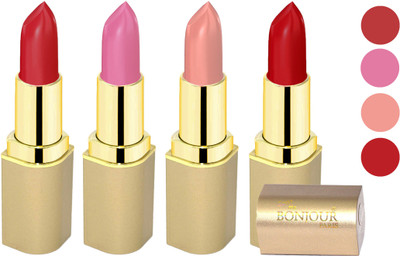 

Bonjour Paris Soft Creame Matte Lipstick(Cherry-New Pink-Light Nude-Dark Red, 16.8 g)