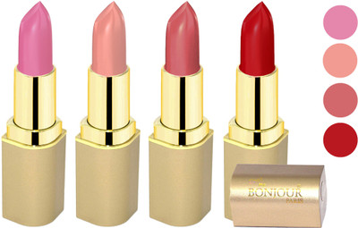 

Bonjour Paris Soft Creame Matte Lipstick(New Pink-Light Nude-Nude-Dark Red, 16.8 g)